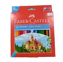 Цветни моливи Faber - Castell Замък, 24 цвята + острилка