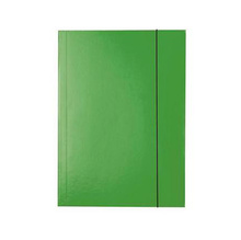 Папка картон с 3 капака и ластик, зелена