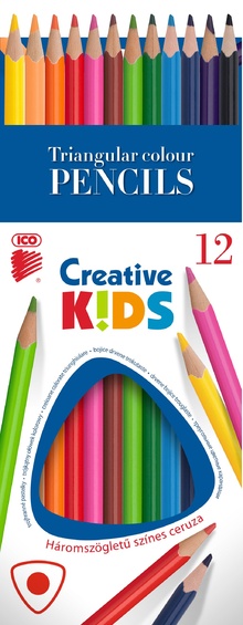 Триъгълни цветни моливи ICO Creative Kids - 12 цвята