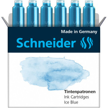 Патрончета за писалка Schneider, къси 6 бр. ледено синьо
