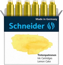 Патрончета за писалка Schneider, къси 6 бр. лимон