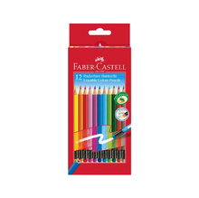 Цветни моливи Faber-Castell, с гумичка, 12 цвята